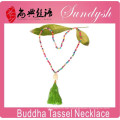 Buddha Schmuck handgemachte Boho Stil farbige Perle Quaste Halskette Buddha Halskette